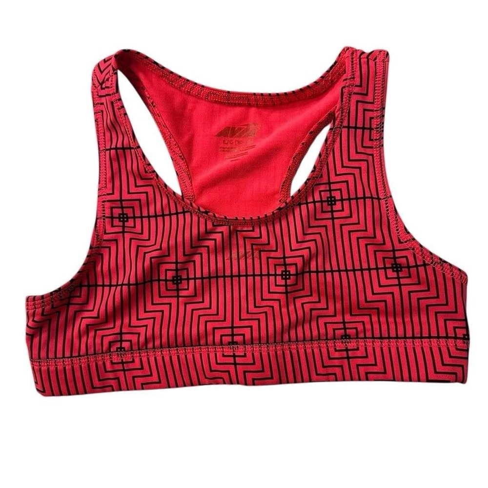 Avia Red Sports Bra Girls L 10-12 Geometricβ Racerback Athletic Top